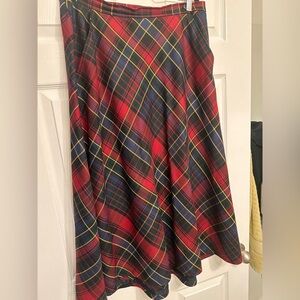 Ralph Lauren Wool Plaid A-Line Skirt